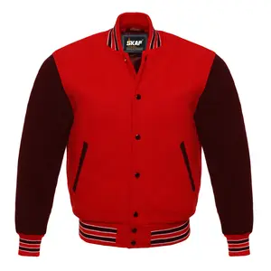 All Wool Letterman Varsity Jacket Red-Black-White