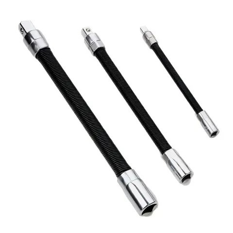 3Pcs Flexible Socket Extension Drive Bar Set, 1/4" 3/8" 1/2" Drive Flexible Shaft Extension Rods for Mechanical Maintenance Repair Hardware Accessories