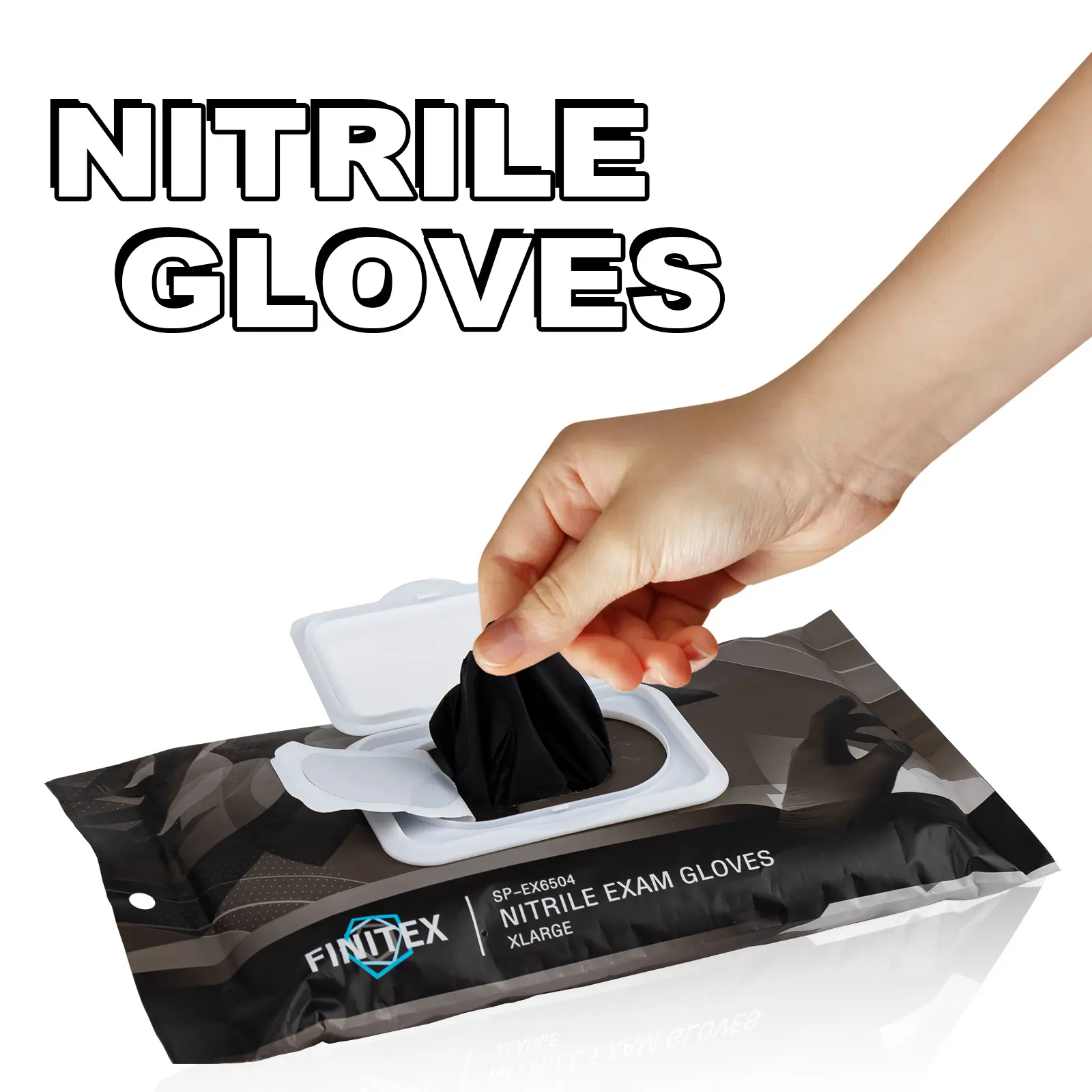 FINITEX Disposable Black Nitrile Cleaning Gloves (60Pcs, POP-N-Go Bags) - Abrasion Resistant, Anti Slip, Waterproof, Lightweight, Hygienic Packaging for Household Cleaning, Outdoor Tasks, Gifting (Father’s Day, Memorial Day), Black - 60, Abrasion Resistan