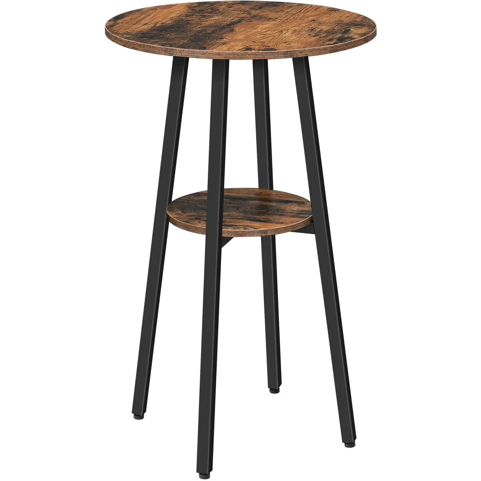 HOOBRO 37.4" Round Pub Table, 2-Tier Bar Table Bistro Table with Storage,  Aesthetic High Top Table for Small Spaces, Cocktail Table with Top Particleboard for Kitchen, Easy to Assemble, Rustic Brown #SummerVibes