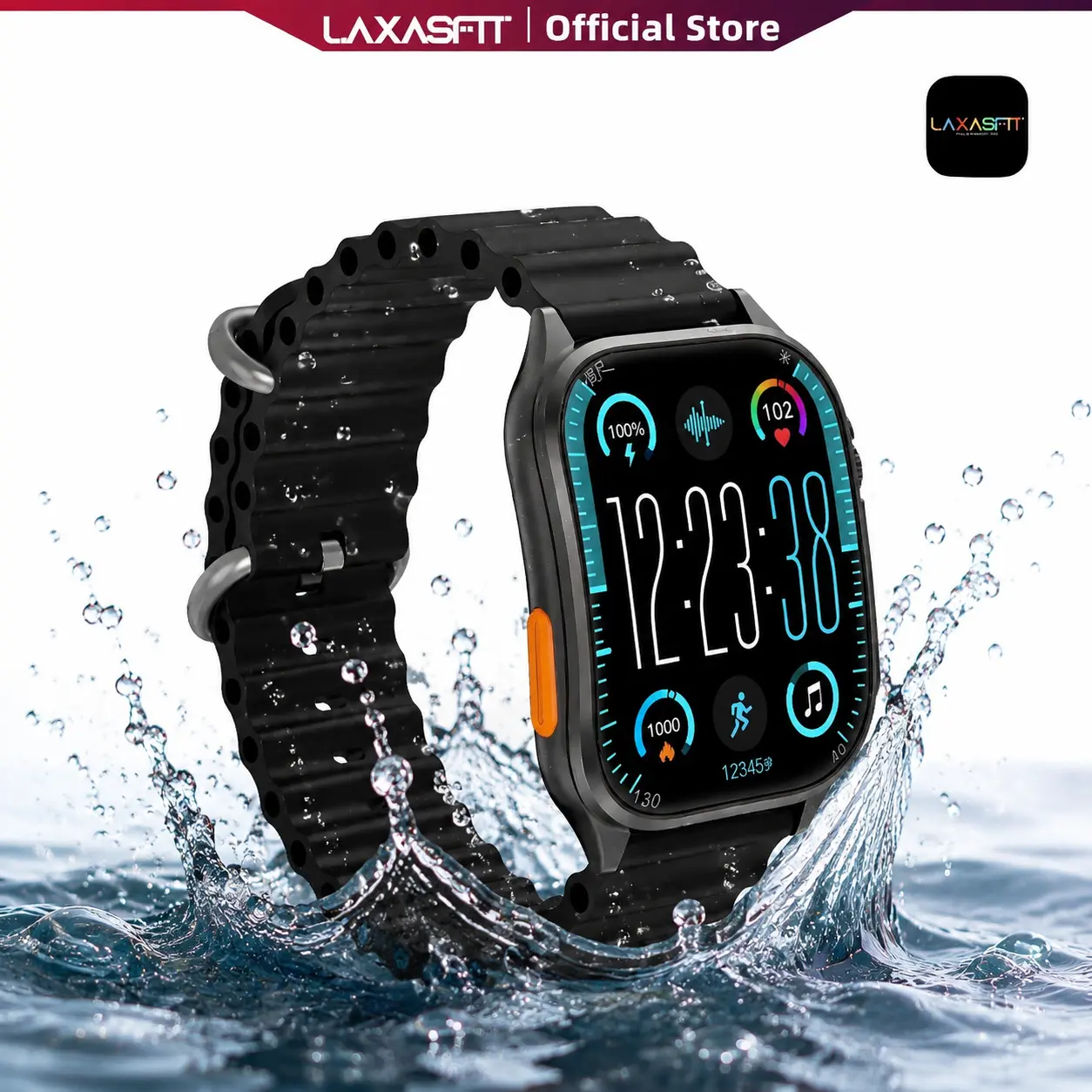 Laxasfit 2.19'' Smart Watch,Fashion Touch Screen Smartwatch With Message Reminder,Fitness Watch With 100+ Sport Modes,Smartwatch For Andriod & IOS, Activity Tracker For Men Women,DIY Wactch Dials,Gift,Wristwatch
