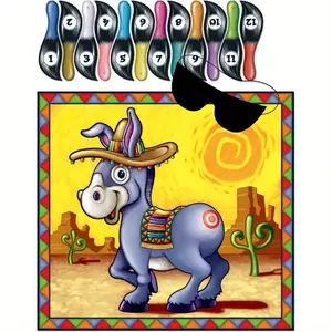Donkey Tail Sticker Game Set, Party Edition with Mask and 12 Tails, Perfect for Gatherings, Fun Decoration Supplies