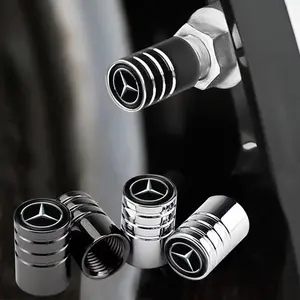 4Pcs Aluminum Alloy Car Wheel Tire Valve Caps Tyre Stem Cap Cover Decoration Accessories Stylish Accents Easy Installation For Mercedes Benz AMG W204 W205 W203 W211 W212 W213 W201 W210 W124 W126 W140 W168 W169 W176 W190 W202 W220 W221 W222