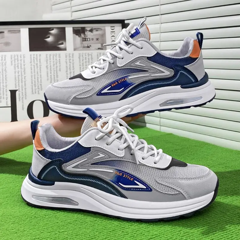 Men's Summer 2024 New Mesh Panel Shoes Trendy Versatile Thin Running Sneakers Breathable Casual Dad Shoes