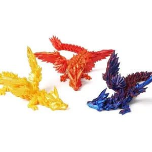 3D Printed Dragon Statue, 1 Count Colorful Gradient Design Crystal Style Dragon Ornament, Desktop Decoration for Home Living Room Bedroom