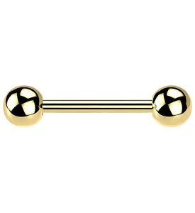 Gold PVD Double Ball Titanium Barbell