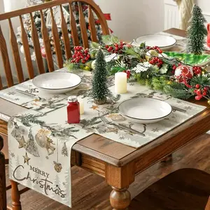 Christmas Tablecloth Set, 5/7pcs Dining Mat Collection, Festive Tree & Snowflake Designs, Seasonal Winter Decorations, Home Party Essentials