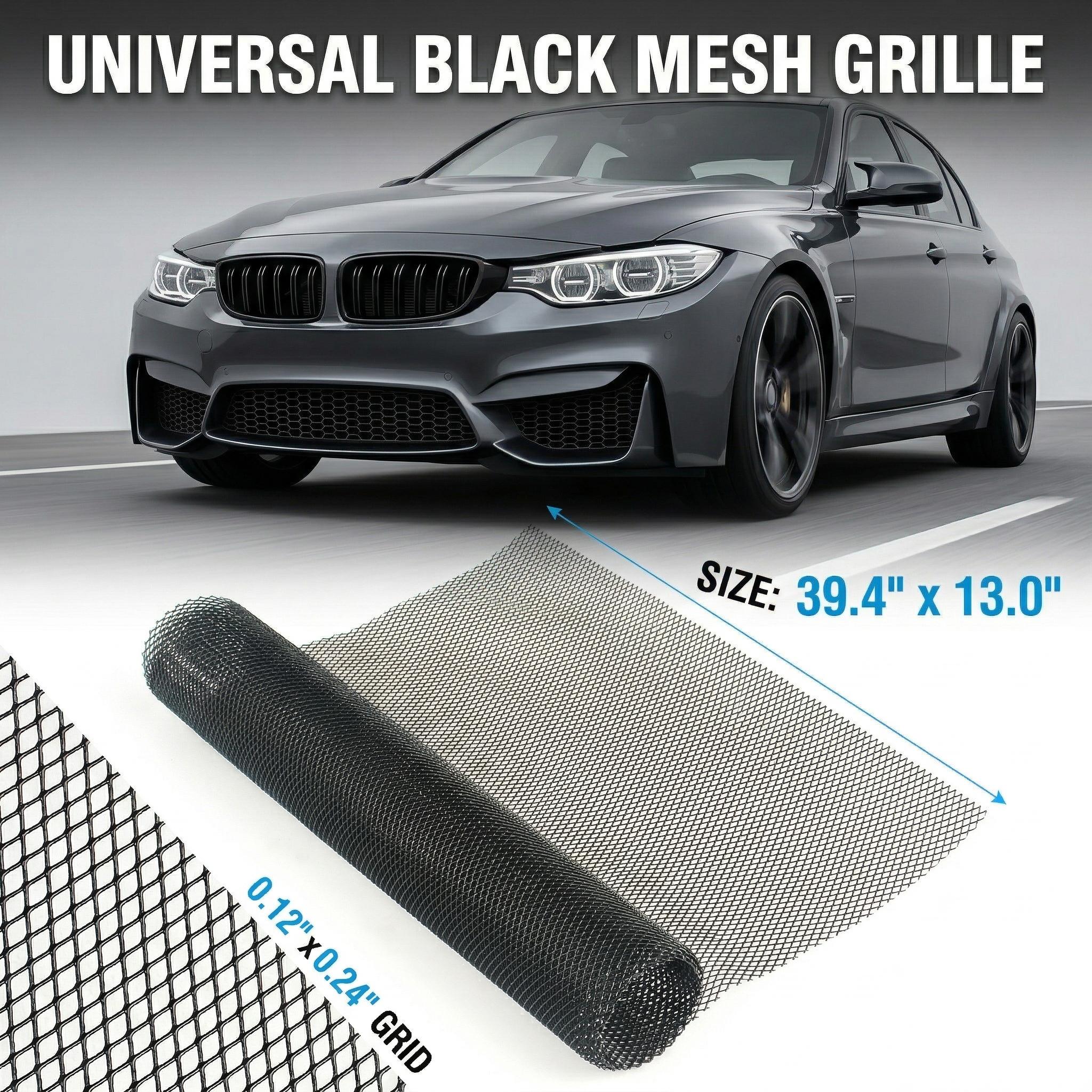 Universal Black Aluminum Alloy Grill Mesh 3x6mm Rhombic Grid 100x33cm for Bumper Vent Protection Durable High-Quality Customizable Fit Easy Installation