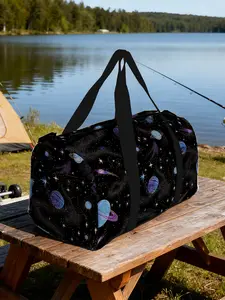 Ramadan-1pc Cosmic Starry Sky Travel bag Outdoor Luggage Storage Bag, Top Handle, Artistic Luggage Accessory, Machine Washable Luggage Organizer, Suitable for Business Trips, Fashionable Design