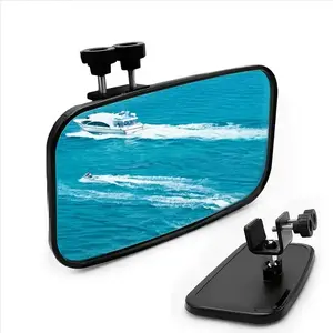 1pc Marine Rearview Mirror with Wide-Angle View & Adjustable Mount - Heavy-Duty Construction, Easy Install for 0.4"-1.1" Rails - Compatible with Pontoon Boats, Water Skiing, Surfing - Ideal Christmas Gift for Boaters (Black), Boating Accessories