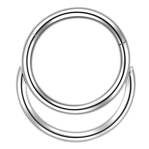 OUFER 316L Stainless Steel 16G 8mm Paved Double Hoop Septum Ring - Hypoallergenic Septum Rings
