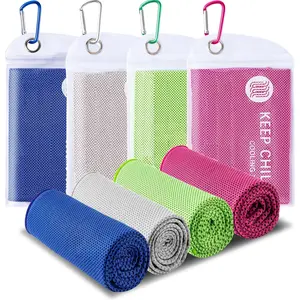 Set Of 4 Cooling Towels Measuring 40X12 Inches Made Of Soft Breathable Microfiber Ideal For Yoga, Running, Workouts, Gym, Camping, And Various Outdoor Activities