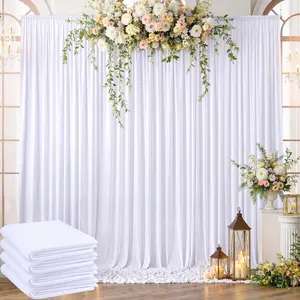 20ft x 10ft Wrinkle Free White Backdrop for Parties, 4 Panels Silk White Wedding Drapes for Backdrop 10 ft Photo Back Drop Cloth for Graduation Photography Background