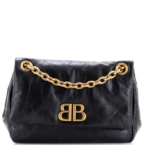Pre-owned Balenciaga Leather Shoulder Bags Monaco Chain Flap Shoulder Bag Mini by Rebag