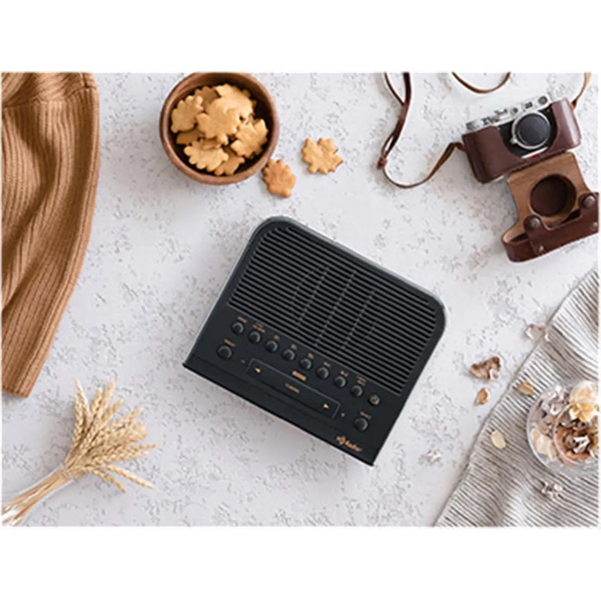 212 MAIN Digital HD Clock Radio in Dark Gray with USB Charging, Humane Wake System Buzzer, and Real Time Clock with Alarm, Gadget, Radio Player, Mobile, Automatic, Multifunctional Radio
