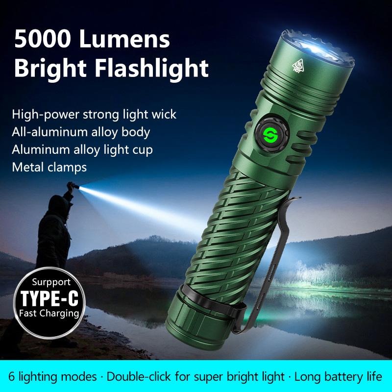 Rechargeable Flashlight Strong Light Ultra Bright Portable Outdoor Camping Flashlight Home Ultra Long Endurance Lighting Six Modes
