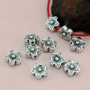 40/60/80pcs Antique Silvery Double-sided Flower Charm Eyelet Space Beads, Suitable For Beaded DIY Craft Accessories, Bracelet Necklace Earrings Jewelry Accessories, 8x8x4mm