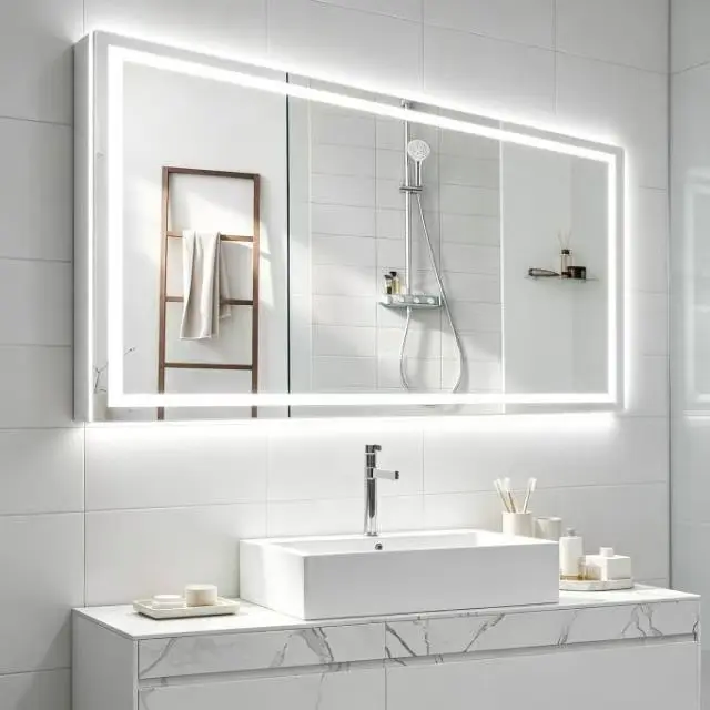 Dufominc  Bathroom Vanity Mirror 72x36 Inch LED Mirror Light with Anti Fog Dimmable Backlit Wall Mirror for Over Sink Shaving Makeup
