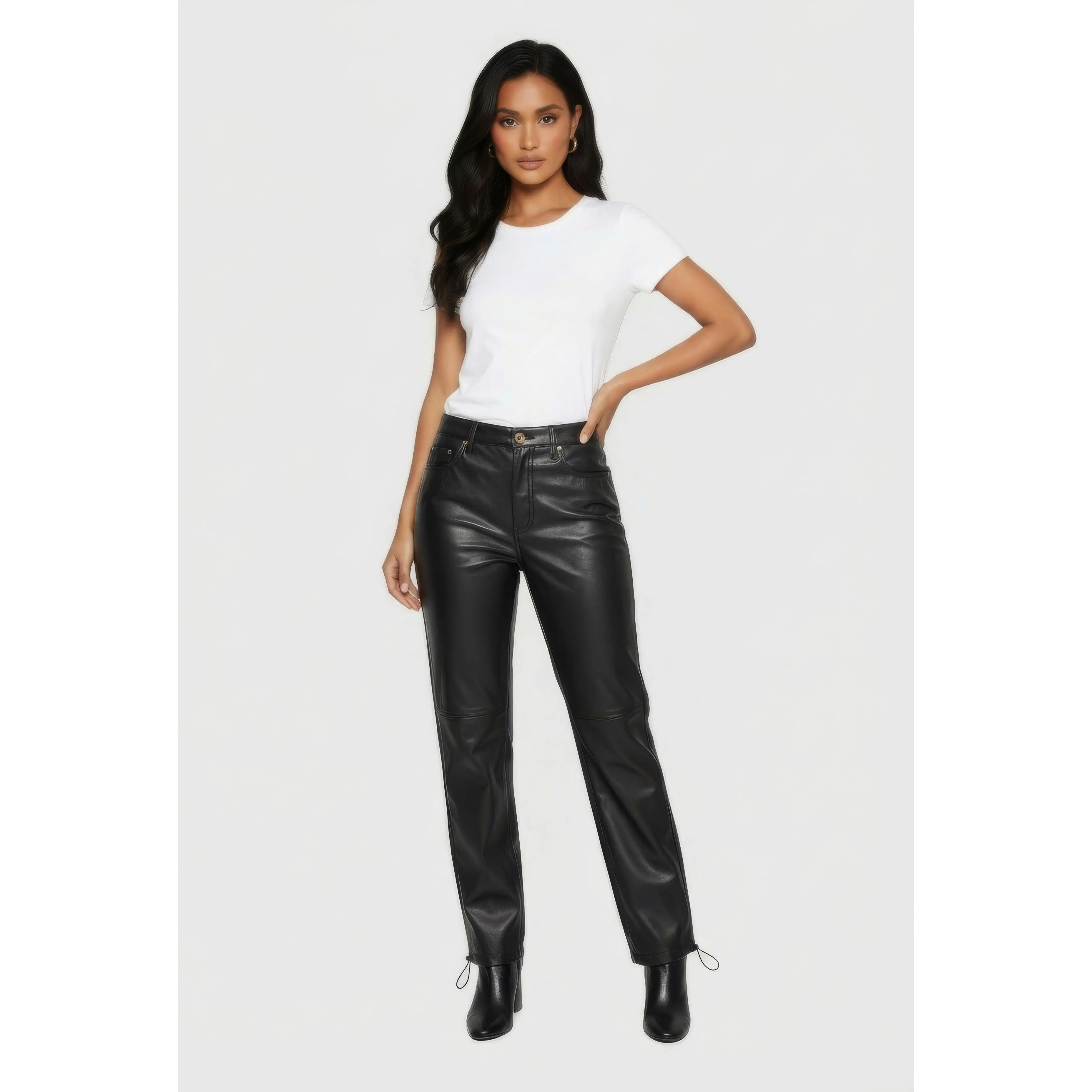 Fleece Lined Faux Leather Joggers