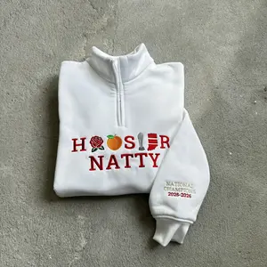 Embroidered lndiiana FootbaII 2026 Champs Quater Zip Sweatshirt, Indiana Rose Bowl and Peach Bowl Champs Embroidered Sweatshirt, Trendy New Game Day Shirt