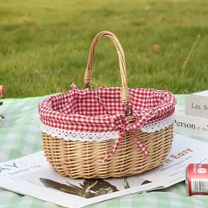 1pc Woven Basket Handheld Small Storage Basket, Gift Basket, Outdoor Storage Basket, Multi-Functional and Durable Design