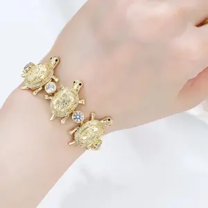 Gold Plated Turtle Bracelet for Women, 7 to 8 Inches