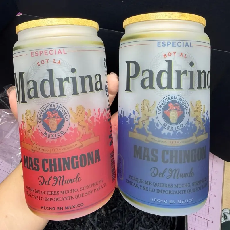 Padrino Glass Cup Gift Set 2 - Special Soy El Padrino & Madrina Mas Changona Del Mundo Cerveza Modelo Especial Hecho en Mexico