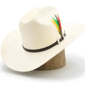 Sun Hat Lady Fashion with Decorative Felt Hat Featuring Colorful Feather Accents and Stylish Buckle Band