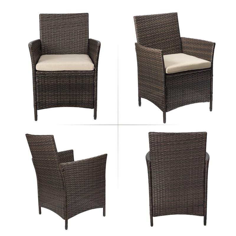HOMALL 3 Pieces Outdoor Patio Furniture PE Rattan Wicker Table and Chairs Set Bar Set with Cushioned Tempered Glass