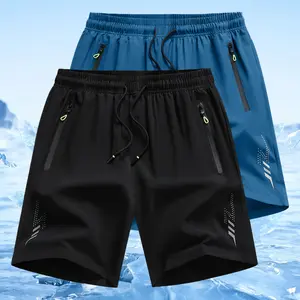 Set of 2 men’s athletic shorts made from Ice Sliky fiber fabric—soft, comfortable material with a lightning print design. A summer wardrobe essential, fashionable and trendy style, ideal for holidays and travel, handsome and versatile.