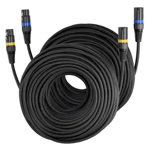summervibes VEVOR XLR Cable 100 ft, 2 Pack, Shielded Balanced DMX Male to Female Microphone Cables, Gold-Plated 3-Pin XLR Mic Speaker Cord Wires, for Stage Lighting, Microphones, Amplifier, Mixer, Speaker Systems