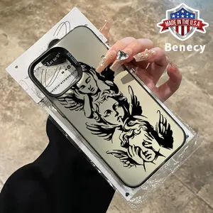 Case for iPhone 16 Pro Max 15 Plus 14 13 12 11 XR E XS Angelic Whisper Trio IMD Polycarbon Shockproof Rugged Durable Mobile Phone Cover for Male