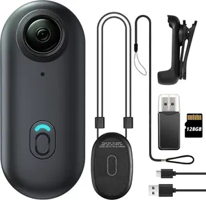 Meoilkolnm Mini Wearable Body Worn Action Camera, FHD 1080P, Thumb Size, Hands Free Recording with Premium Portable Camcorder Mount Anywhere for Security, Work, Guard, Travel, 128GB, Black