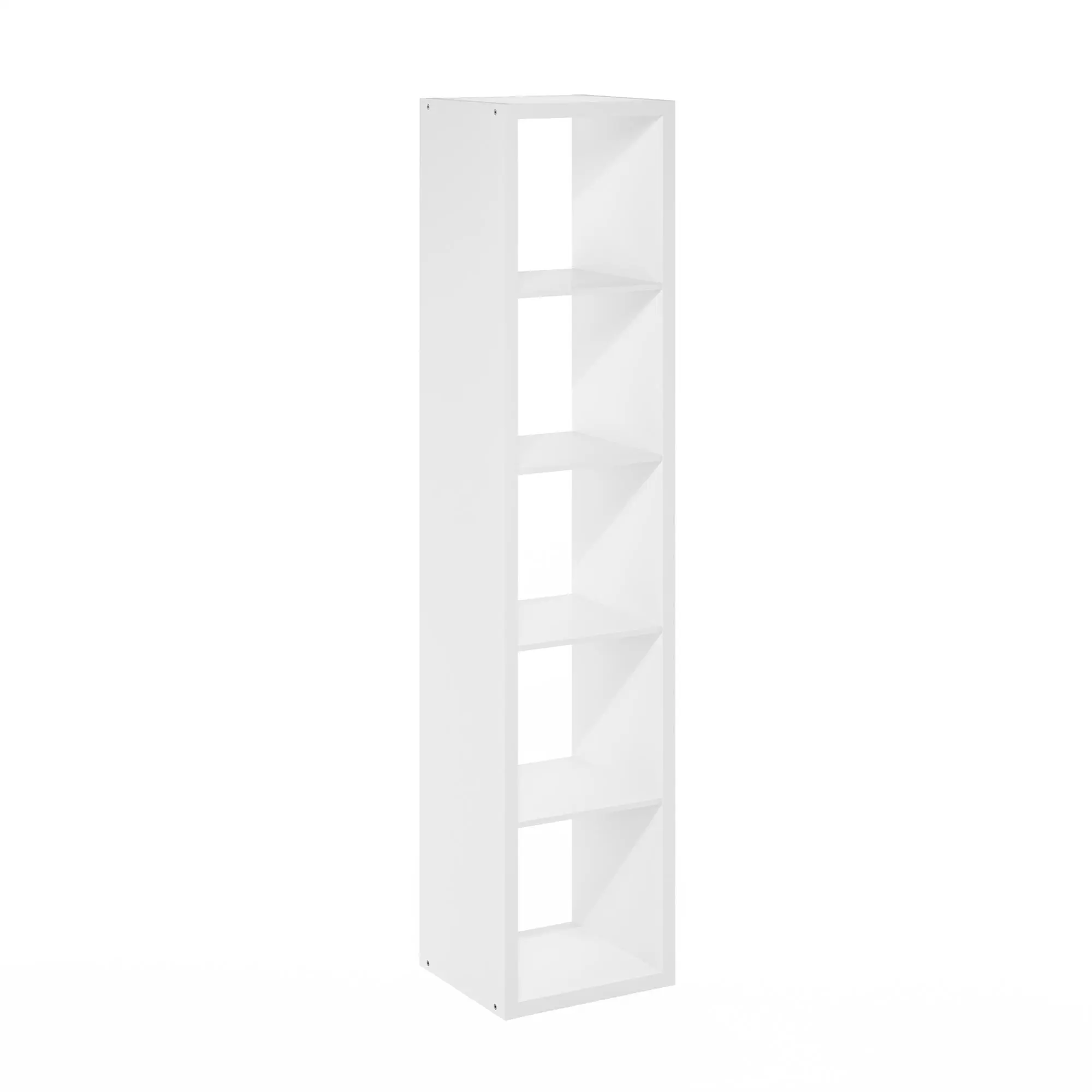 Contemporary Thick-Frame Wood 5-Vertical-Cubes Space-Saving Furniture Bookcase - Reversible Open-Back Composite Wood Cubicle Shelf, 14.6x15.9x72in, Room Accessory for Living Room, Home Office