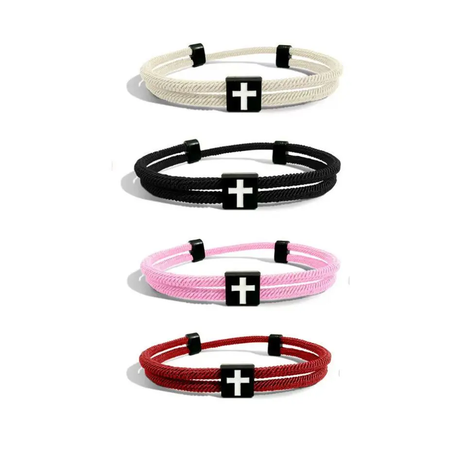 4PCS WWJD Bracelets for Women - White, Black, Pink, Red Colors with Adjustable Buckle for Comfortable Fit