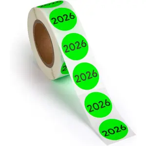 500pcs 2026 Year Stickers, 1 Inch Fluorescent Green Color Coded Year Labels, Warehouse Inventory Organization Stickers