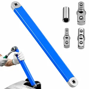 15-Inch Impact Ready Universal Extension Socket Wrench with 1/2" 1/4" 3/8" Square Drive Adapters, Blocks Rust & Oil Corrosion, High Torque Stable Labor-Saving Tool for Machinery, Auto Repair, DIY Enthusiasts