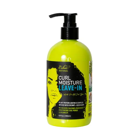 Esha Natural Curl Moisturizing Leave-In Conditioner - Rosemary Oil-Scented Aroma Blend with Biotin, Hydrating Nourishing Haircare Treatment for Curly Hair