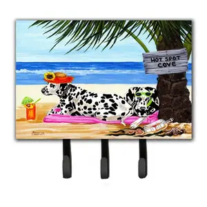 212 MAIN Dalmatian Themed Beach Decor Wall Mount Storage Hook - Hot Spot Cove Design, Metal Frame Hanger, Multi-Use for Leashes, Key Holders, Household Items, Storage Hooks