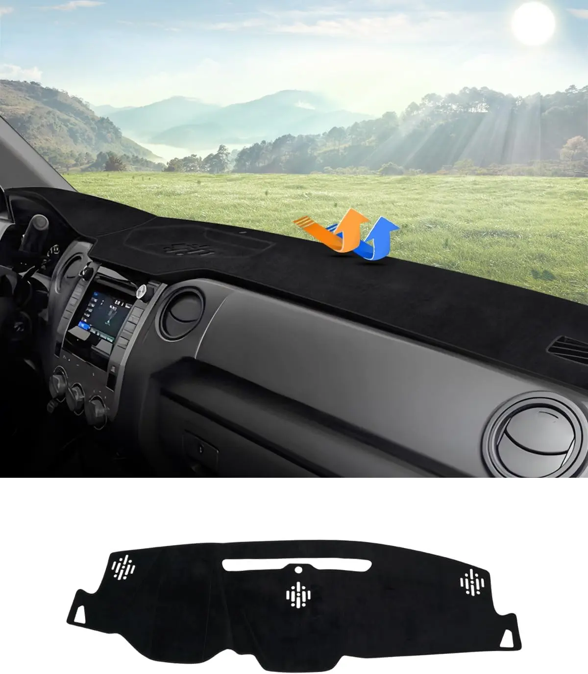 KUST Flannel Fabric Dashboard Cover Mat - Exact Cutout for 2015-2020 Chevy Tahoe/Suburban/GMC Yukon, Non-Slip, Sun Protection, UV Blocking, Sun Glare Reduction, Easy Installation Car Interior Accessory