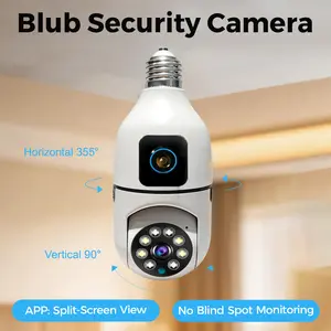 [Flycloud 2MP] Dual Lens Light Bulb Camera 1080P HD WiFi Remote View Two-Way Talk Night Vision Smart Human Detection AP Mode V380 Home Security Camera for Store Office