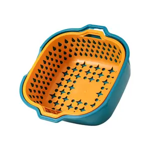 Thickened Household Double Layer Plastic Draining Basket 6-Piece 8-Piece Set Creative Multi-Layer Extra Large Drip Washing Basket for Kitchen Sink