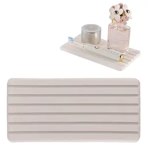2 Pcs Absorbent Diatomaceous Earth Coasters, 8.3x4 Inches, Kitchen Counter Stone Drying Mat, Soap Dish, Bathroom Accessories, Plant Holder