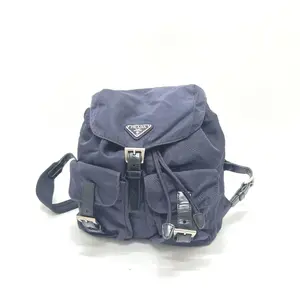 Pre-owned PRADA Leather, Nylon Travel Bags Double Front Pocket Backpack Tessuto Small by Rebag