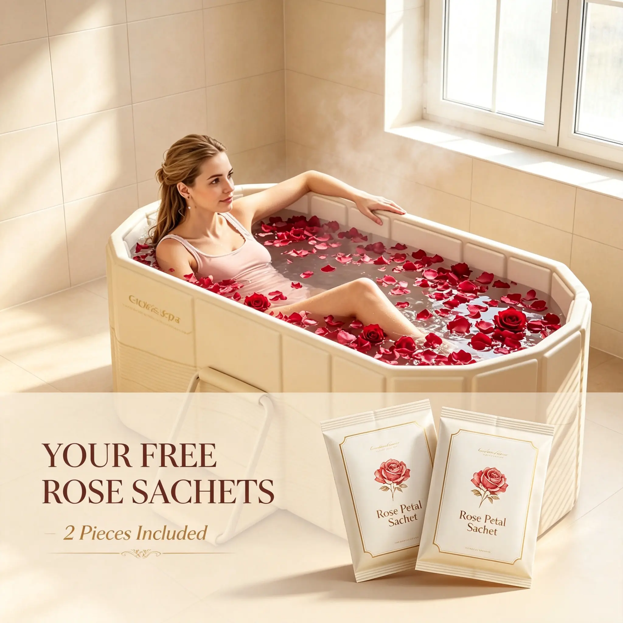 Portable Foldable 1.5M Adult Bathtub, Reinforced Metal Frame, 5-Layer Insulated Soaking Tub for Home Hot Spa, Ice Bath and Cold Plunge