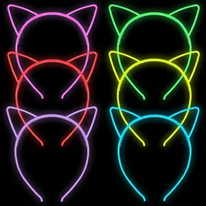 New 6pcs Fluorescent Hair Hoop Plastic Headband Glow In The Dark Party Supplies Po Booth For Kids Adults Birthday Wedding Decor Gifts