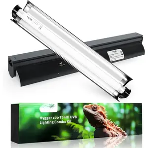 T5 Reptile Light Fixture Combo Kit 8W Light Fixture Reptile Terrarium Hood 10.0 UVB Light Bulb Fluorescent Tube Ideal for Tropical and Deserts Such as Bearded Dragon Lizards and Tortoises