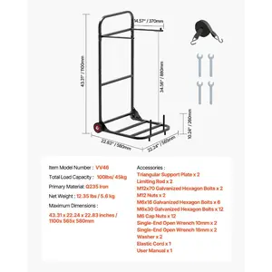 VEVOR Folding Chair Rack, 500 LBS Capacity, Heavy-duty Chair Cart for 60 Chairs, Metal Chair Storage Dolly Chair Holder with Swivel Casters and Locking Wheels, for Party Event, Hotel, Matte Black