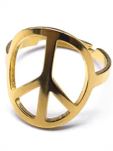 Love Peace Symbol Ring For Women Men Stainless Steel Silver Color World Peace Sign Biker Finger Metal Rings Gifts