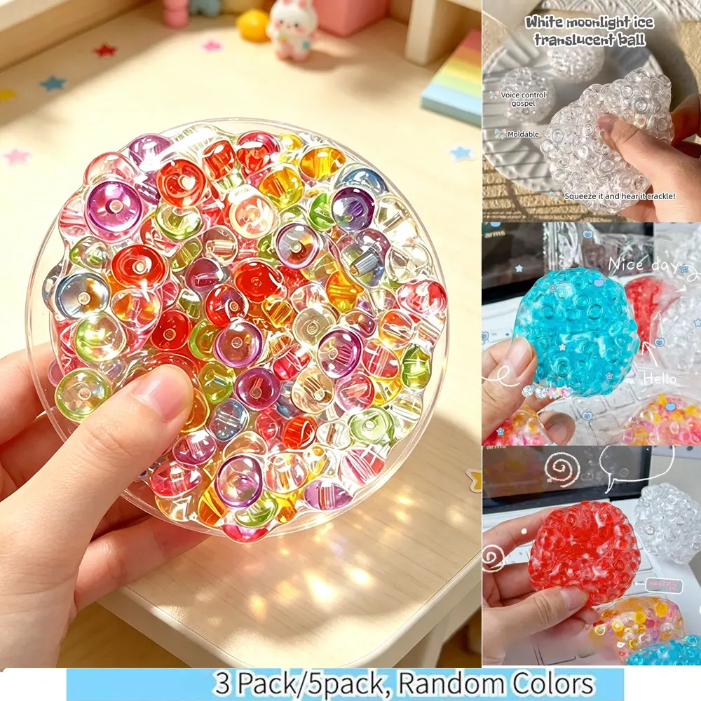 Random Color Popping Beads Squeeze Toys — 3-Pack/5-Pack Crunchy Sensory Stress Relief Handmade Popping Balls for Anxiety Relief Fun Birthday & Easter Gifts
